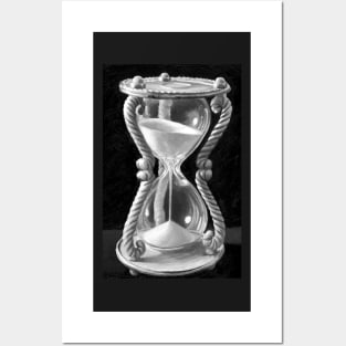 Antique style sand timer hourglass sepia Posters and Art